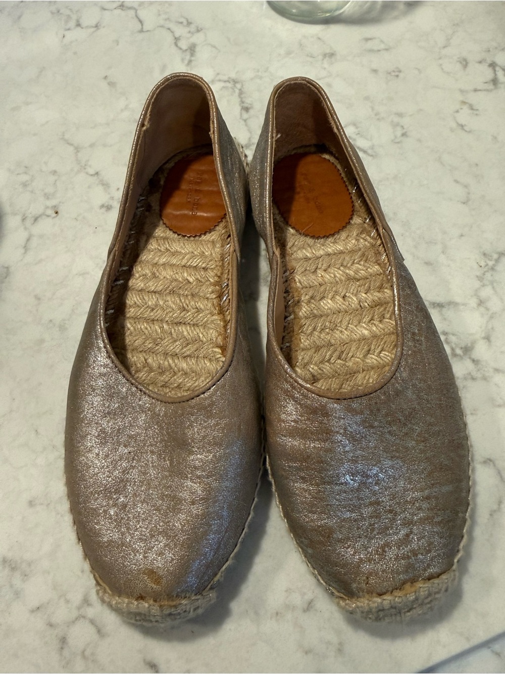 rag & bone Metallic Taupe Espadrille Flats - Shimmery Neutral 7.5